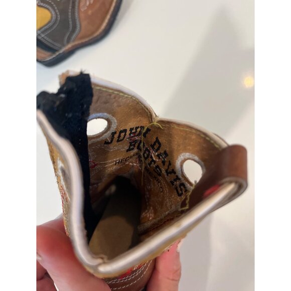 John Davis Toddler Cowboy Boots Brown & Yellow Leather Western Style Size 5 - Picture 4 of 6